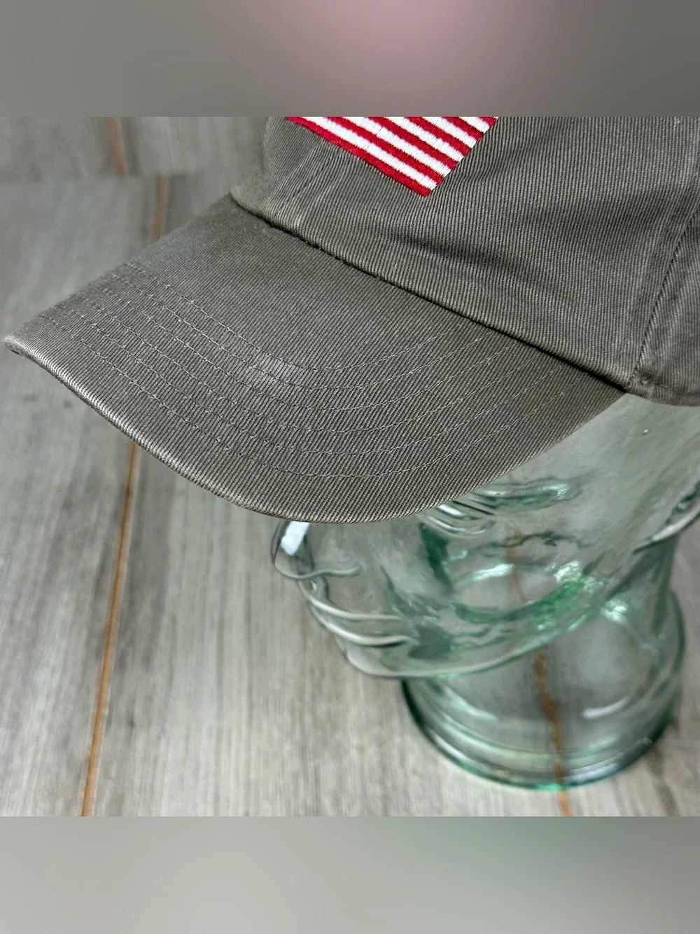 Vintage Y2K Banana Republic Hat American Flag Strap Back Gray 2003